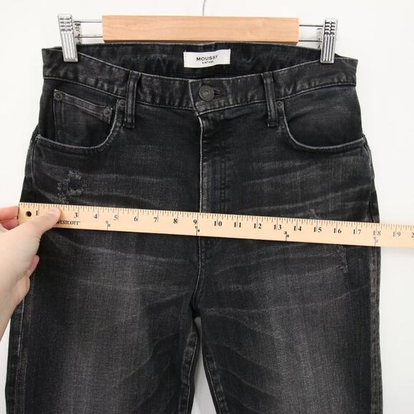 Moussy Jeans Black Alhambra Flare Distressed High Rise Faded Leather Size 30 - Picture 9 of 16